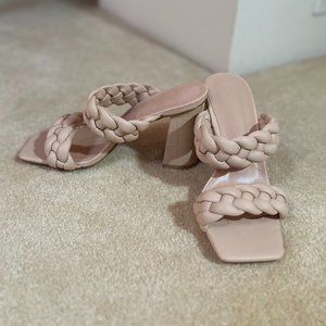NEW - SYKTKM Beige Blush Braided Mules Sandals Heels – 7